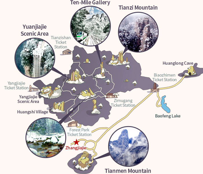 Zhangjiajie National Forest Park Tourist Map