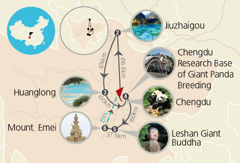 8 Day Chengdu, Jiuzhaigou, Leshan and Mt. Emei Tour