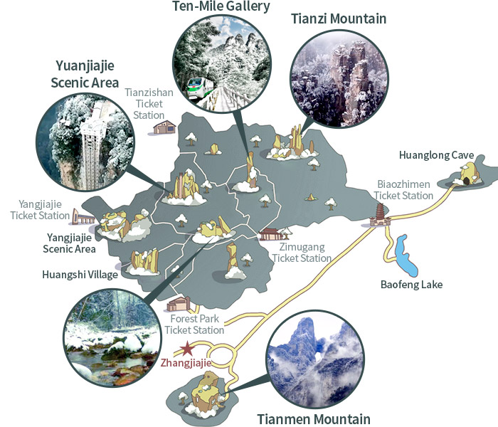 Zhangjiajie National Forest Park Tourism Map
